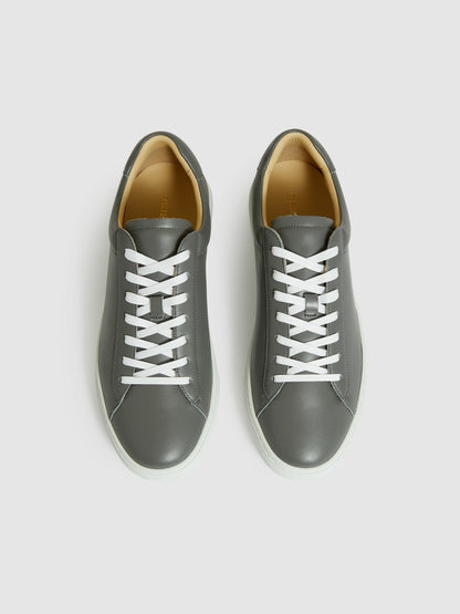 Reiss Affordable - Leather Low-Top Trainers in Graphite Grey