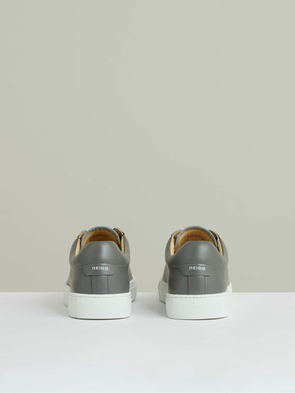 Reiss Affordable - Leather Low-Top Trainers in Graphite Grey
