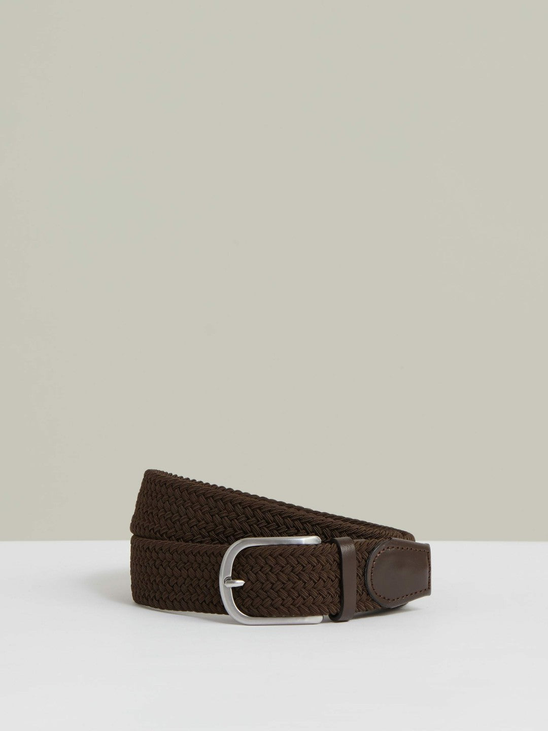 Reiss Deal - Basket Weave Belt in Dark Brown