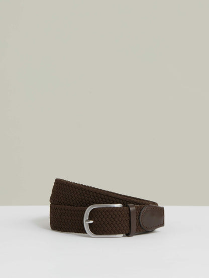 Reiss Deal - Basket Weave Belt in Dark Brown