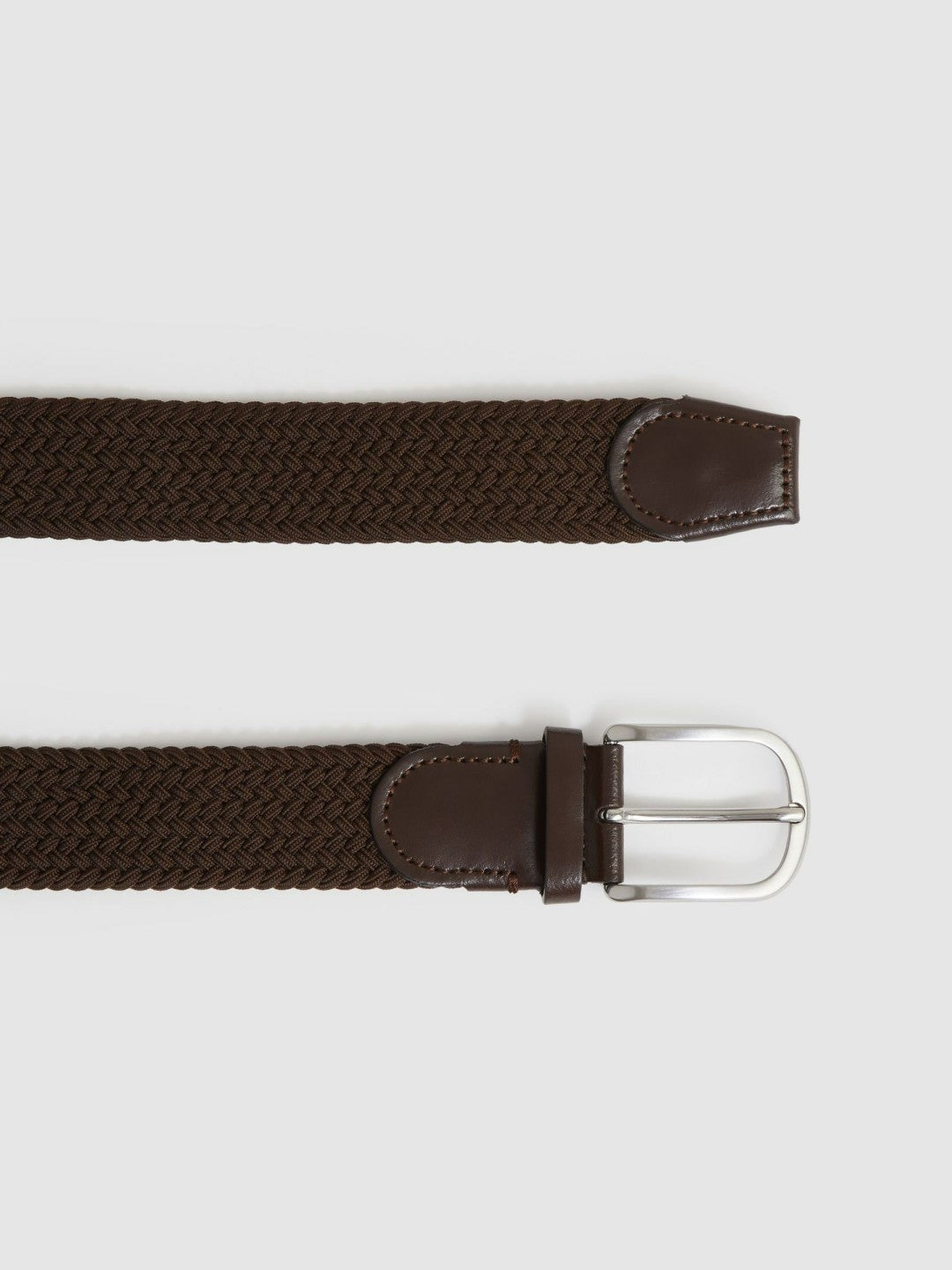 Reiss Deal - Basket Weave Belt in Dark Brown
