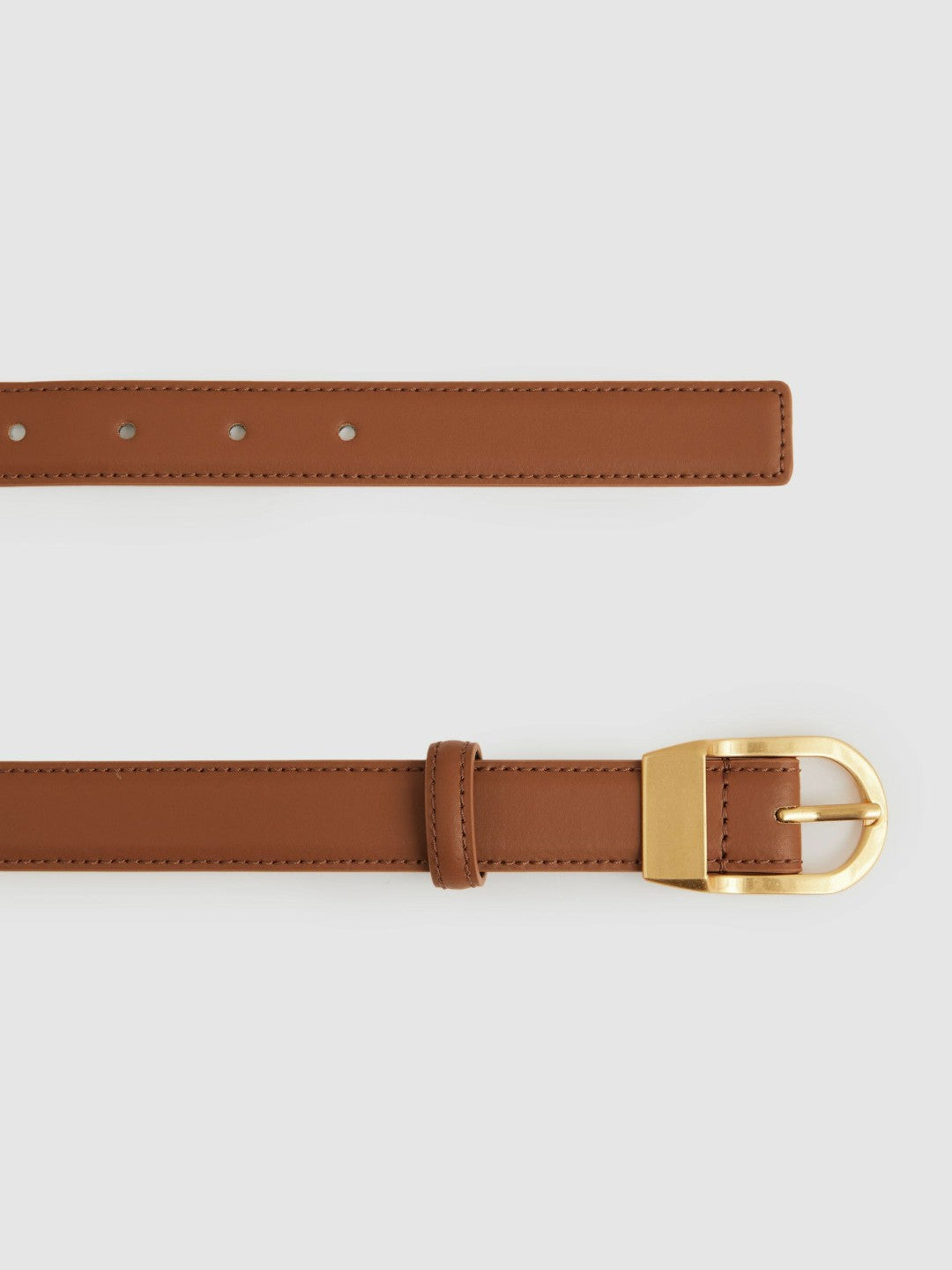 Reiss Featured - Leather Curved-Buckle Belt in Tan
