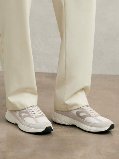 Reiss Offer - Panelled Running Trainers in Off White/Stone