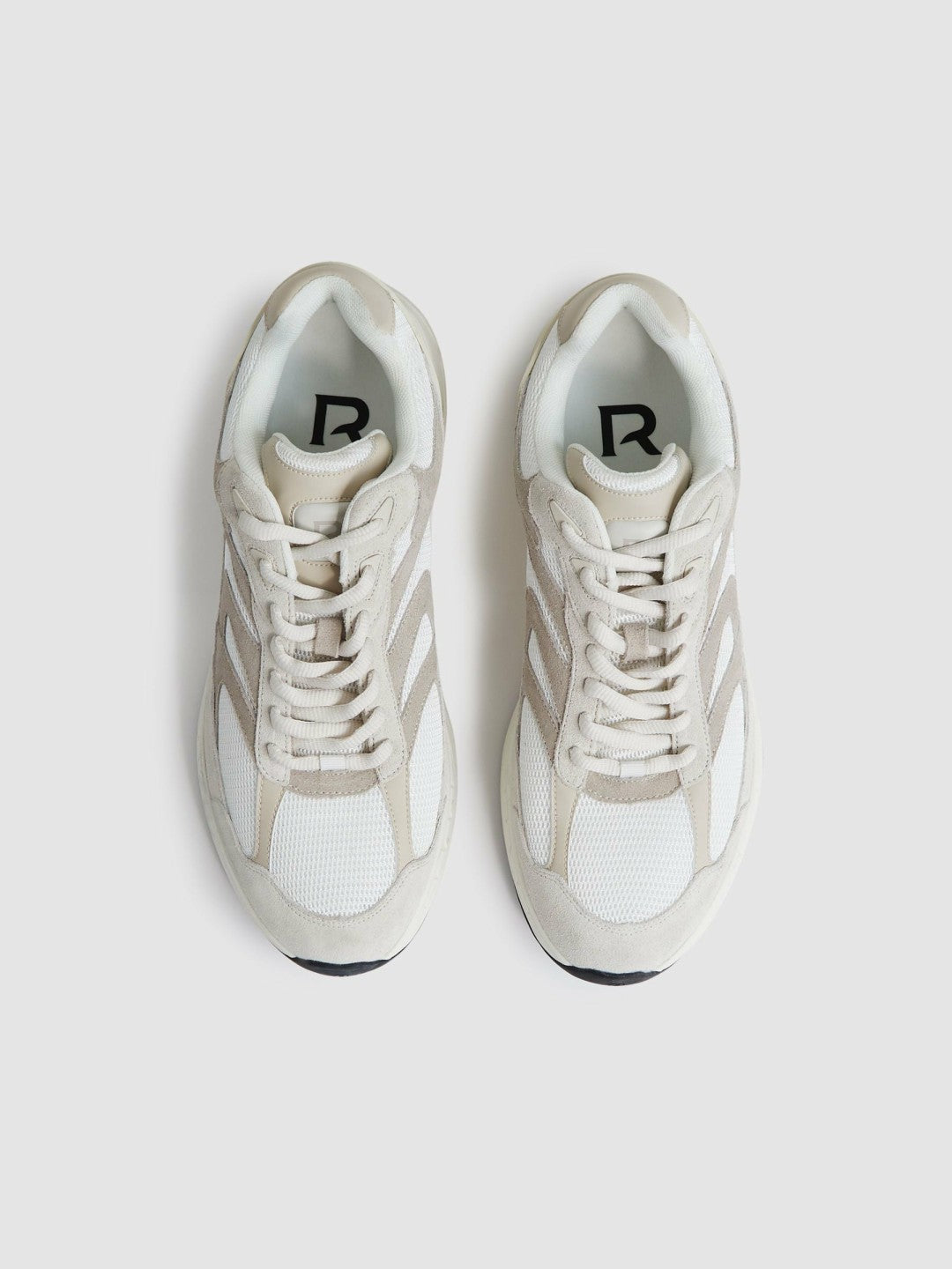 Reiss Offer - Panelled Running Trainers in Off White/Stone