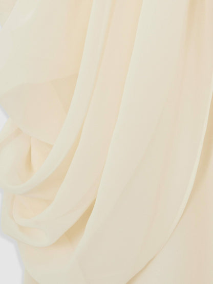 Reiss Draped Chiffon Sleeveless Mini Dress in Ivory