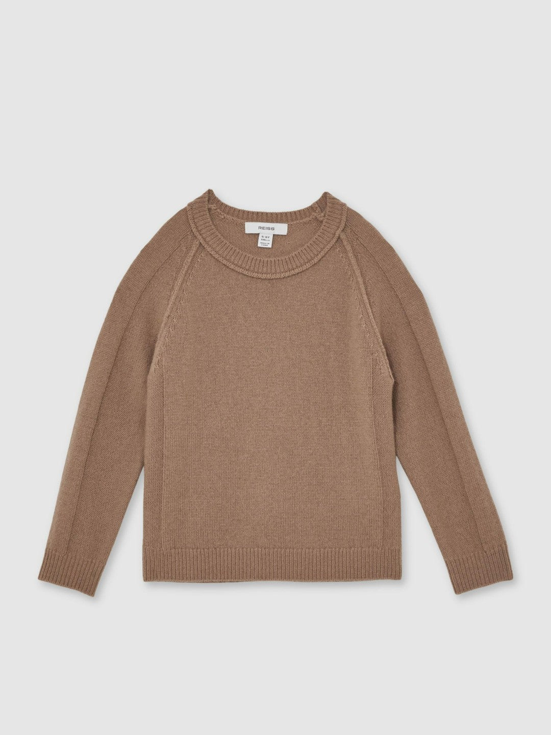 Reiss 3-9 yrs Wool-Cashmere Reverse-Seam Jumper in Camel