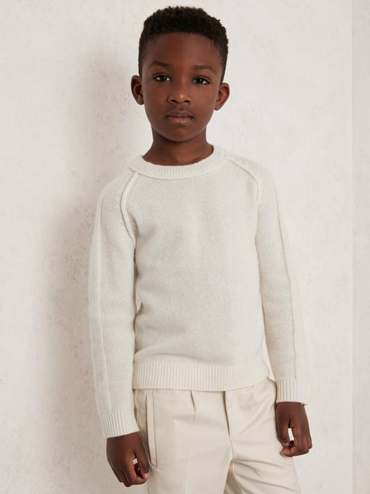 Reiss Popular Choice - 9-13 yrs Wool-Cashmere Reverse-Seam Jumper in Off White