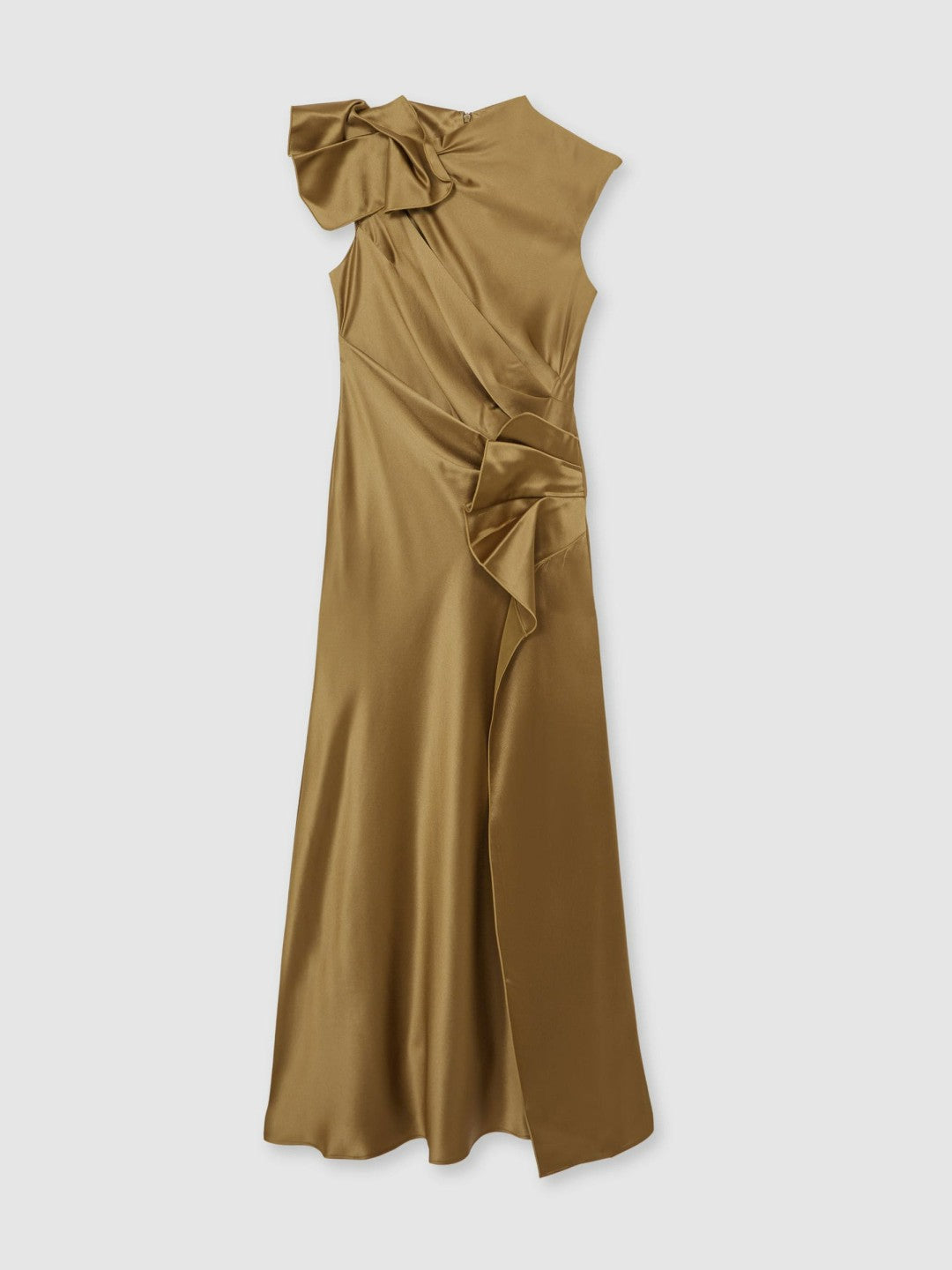 Reiss Savings - Acler Draped Satin Midi Dress in Gold Moss