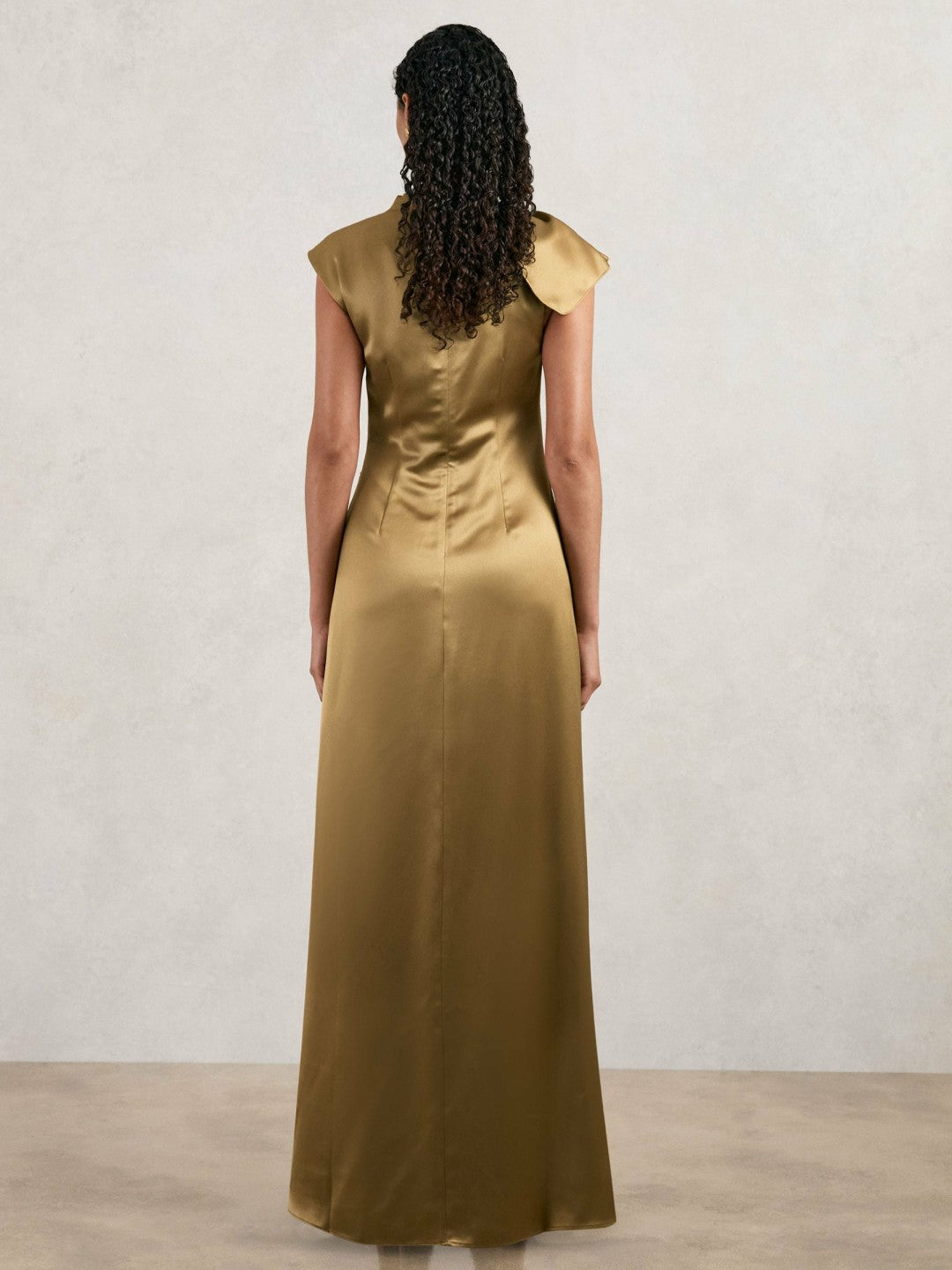 Reiss Savings - Acler Draped Satin Midi Dress in Gold Moss
