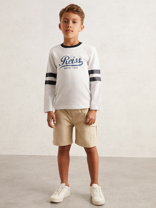 Reiss Sale - 3-9 yrs Cotton Motor Cars Logo T-Shirt in White/Blue