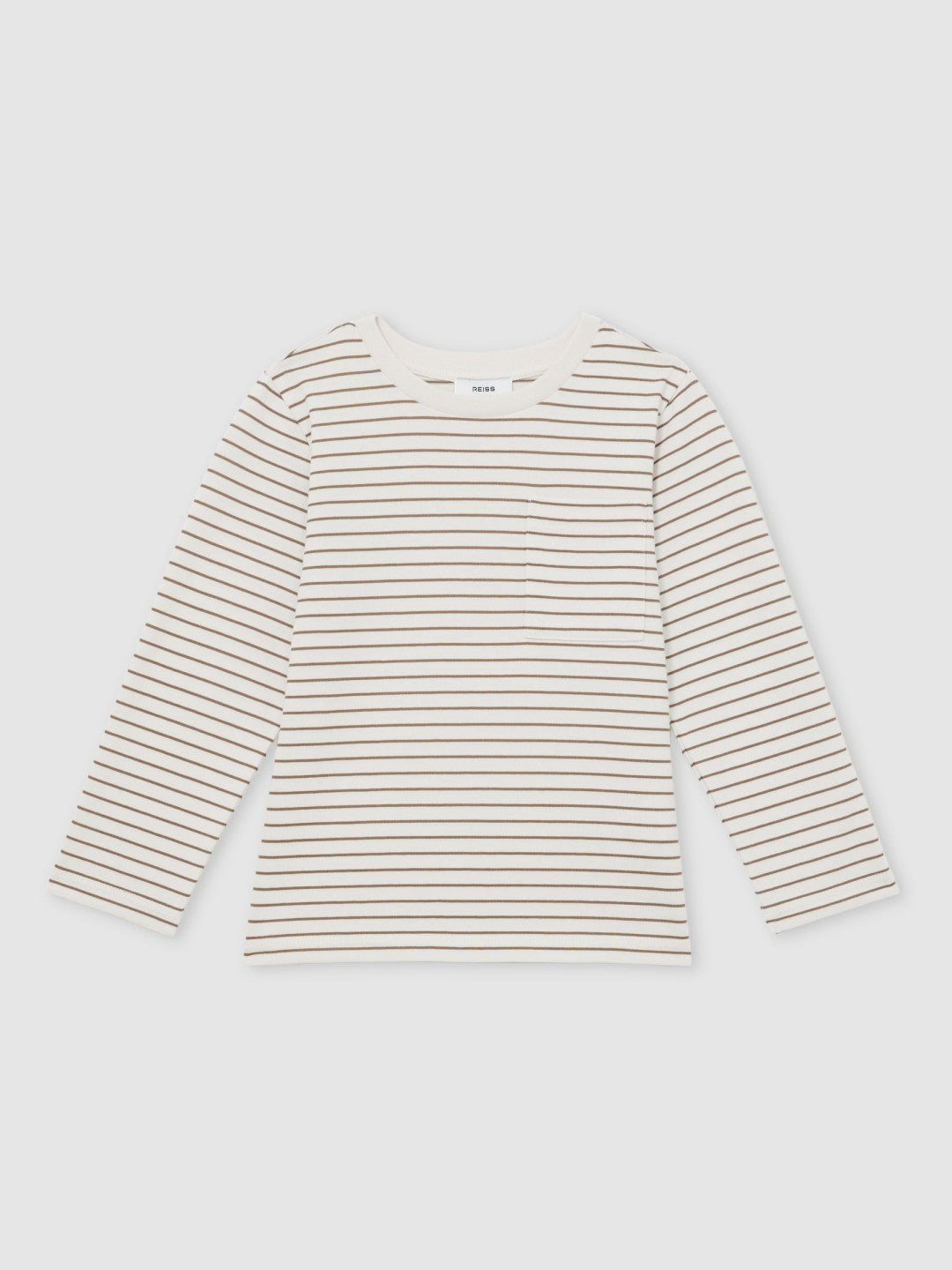 Reiss Popular Choice - 9-13 yrs Stretch-Cotton Stripe T-Shirt in Off White/Camel