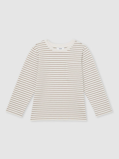 Reiss Popular Choice - 9-13 yrs Stretch-Cotton Stripe T-Shirt in Off White/Camel