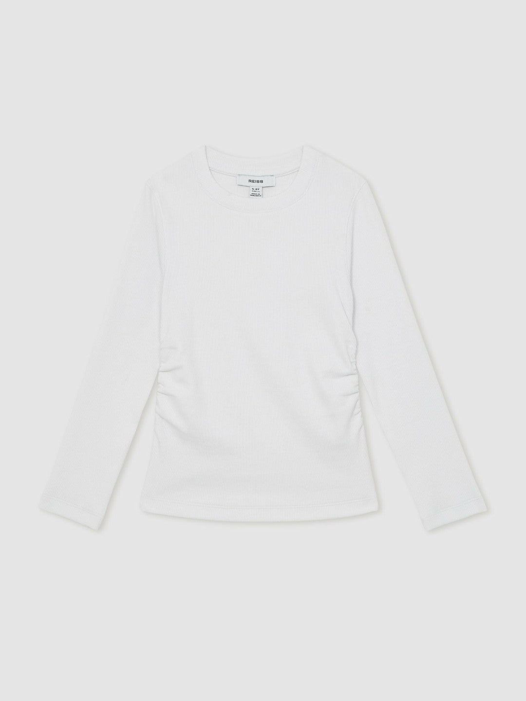 Reiss Offer - 4-9 yrs Cotton Ruched Long-Sleeve T-Shirt with Stretch in Ivory