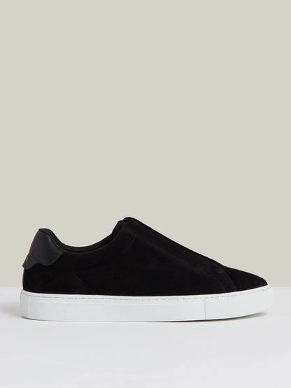 Reiss Savings - Suede Slip-On Elasticated Trainers in Black