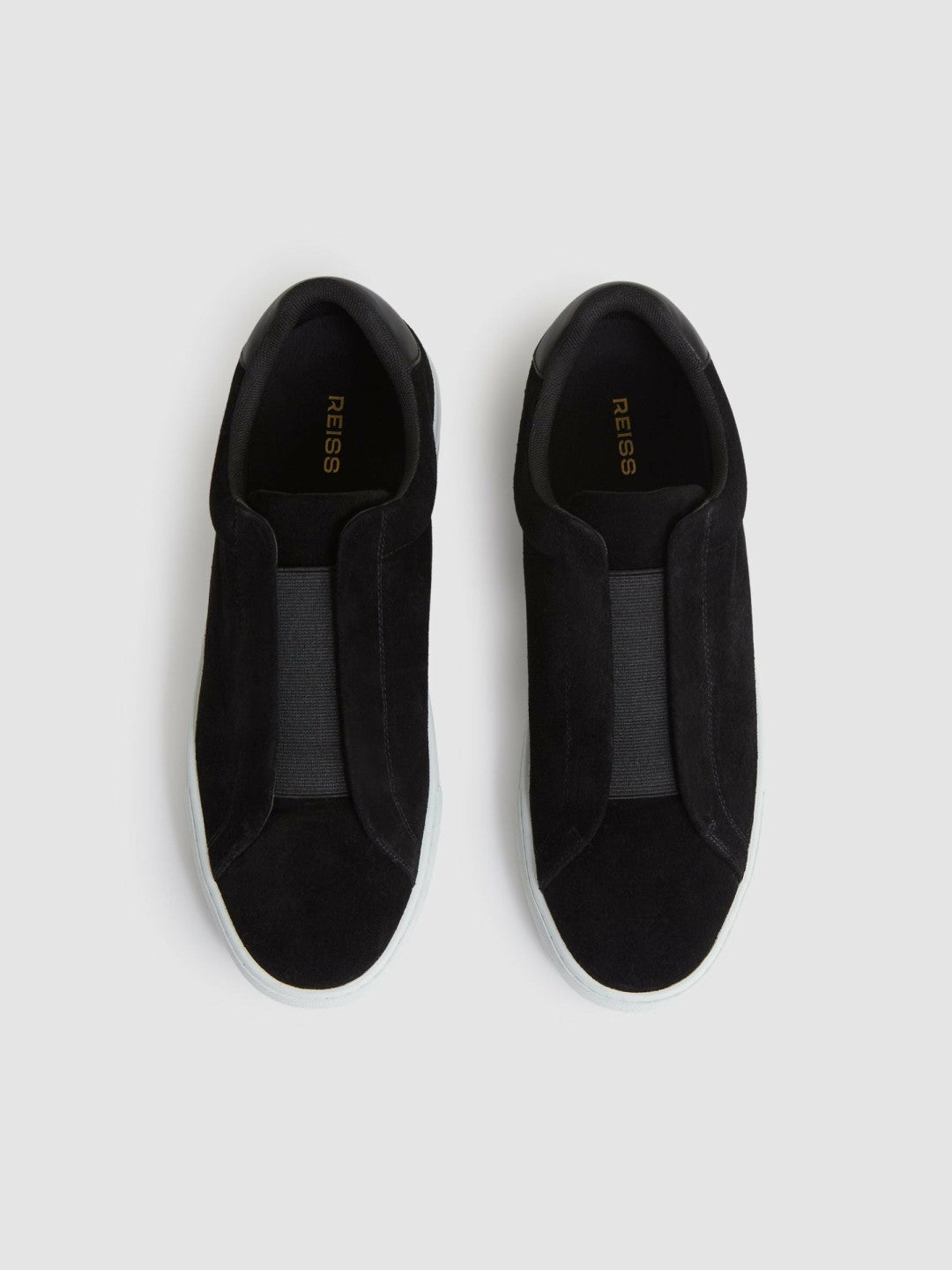 Reiss Savings - Suede Slip-On Elasticated Trainers in Black