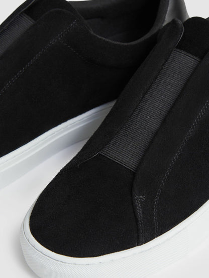 Reiss Savings - Suede Slip-On Elasticated Trainers in Black
