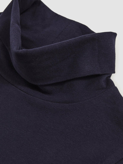 Reiss Popular Choice - 13-14 yrs Cotton-Jersey Roll-Neck Top with Stretch in Navy