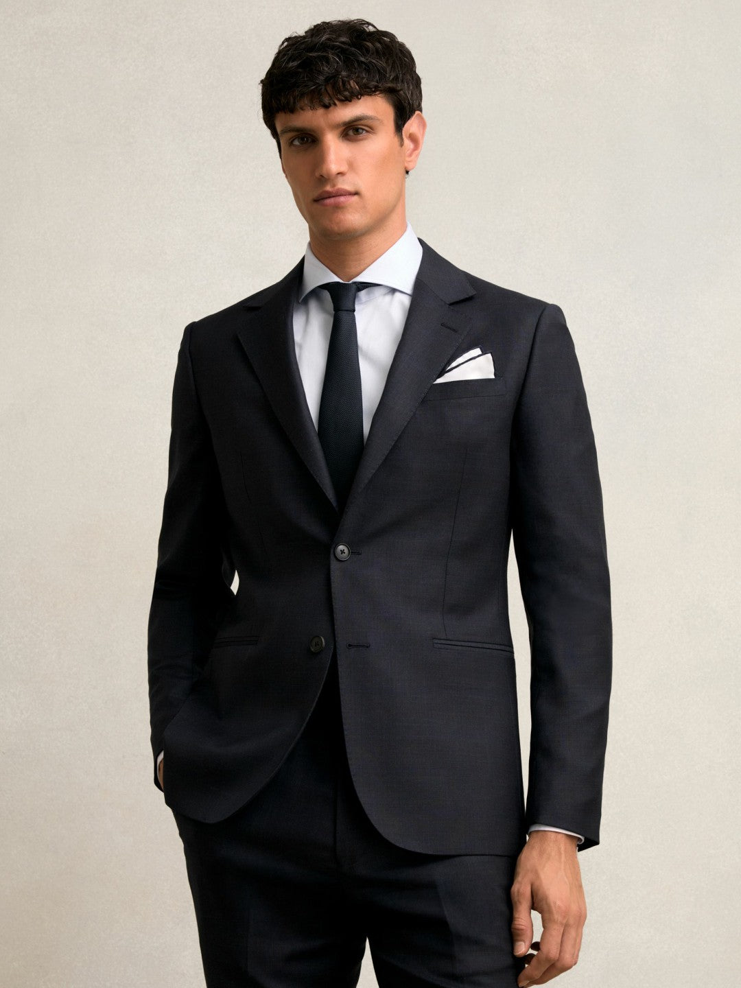Reiss Deal - Slim-Fit Wool Single Breasted Check Suit Blazer in Navy