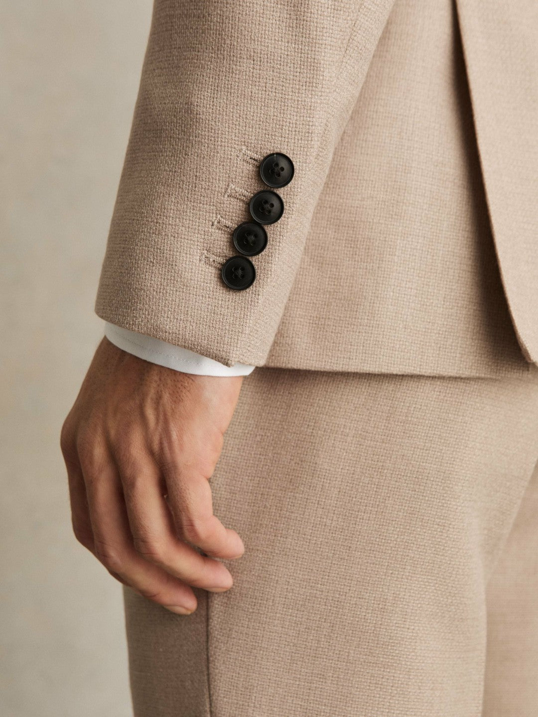 Reiss Sale - Slim-Fit Wool-Blend Double-Breasted Suit Blazer in Oatmeal Brown