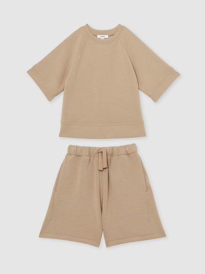 Reiss Best Seller - 13-14 yrs Modal-Blend Sweatshirt And Shorts Set in Mink