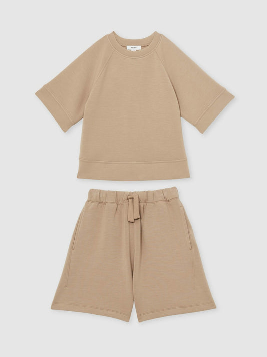 Reiss Best Seller - 13-14 yrs Modal-Blend Sweatshirt And Shorts Set in Mink