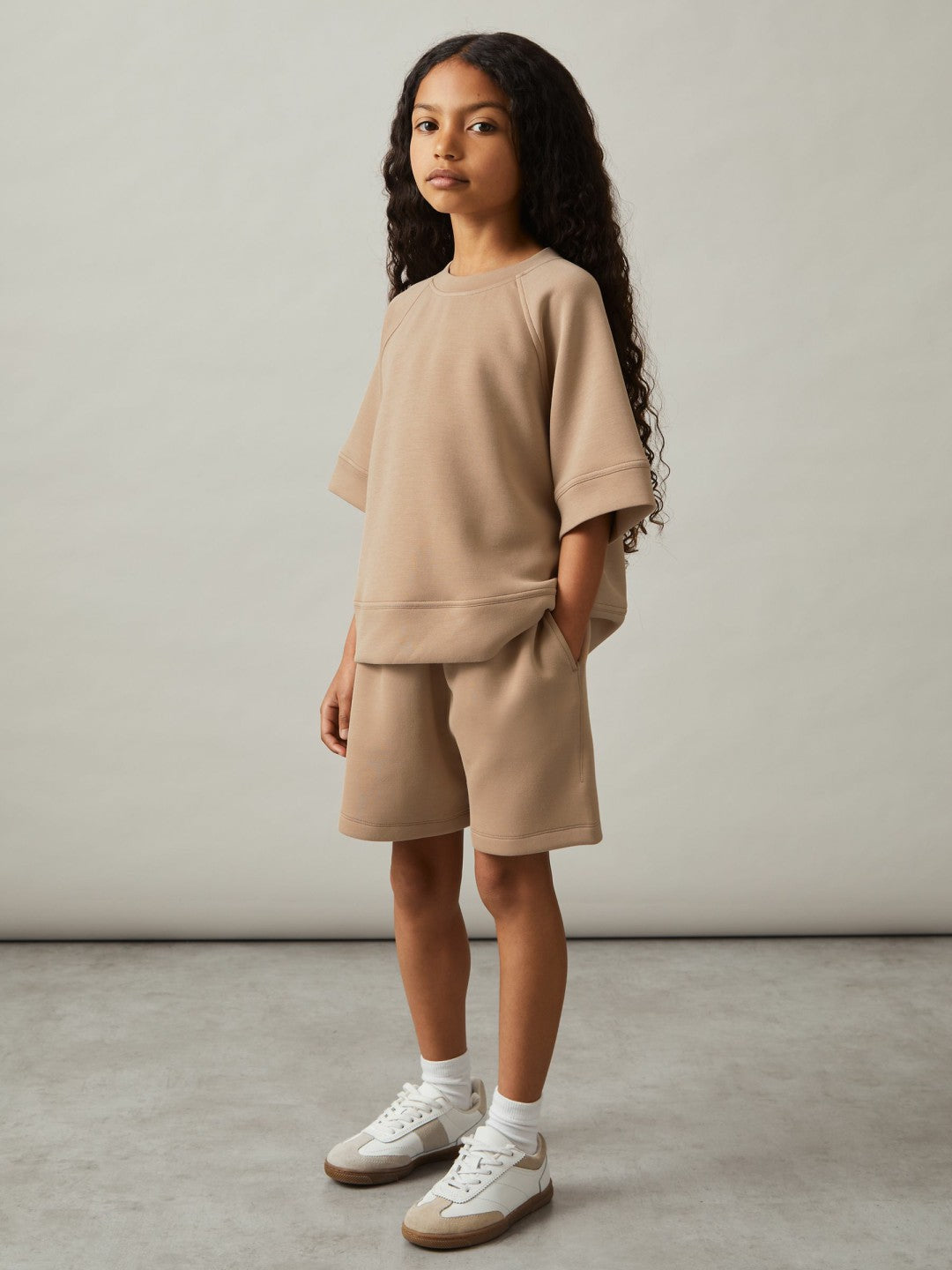 Reiss Best Seller - 13-14 yrs Modal-Blend Sweatshirt And Shorts Set in Mink