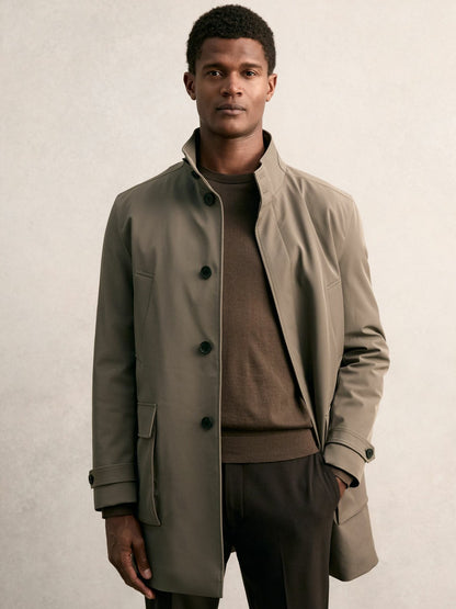 Reiss Best Seller - Hybrid Removable-Gilet Overcoat in Mushroom Brown