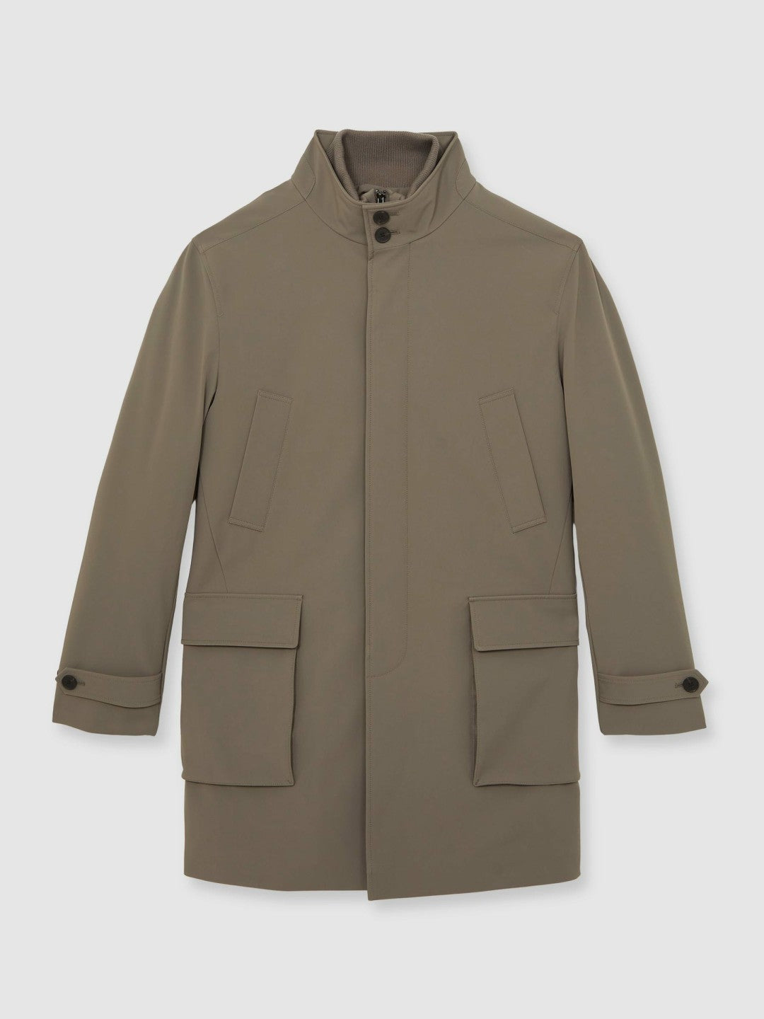 Reiss Best Seller - Hybrid Removable-Gilet Overcoat in Mushroom Brown