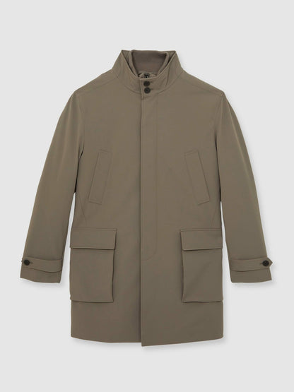 Reiss Best Seller - Hybrid Removable-Gilet Overcoat in Mushroom Brown