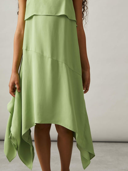 Reiss 9-13 yrs Handkerchief-Hem Sleeveless Dress in Green