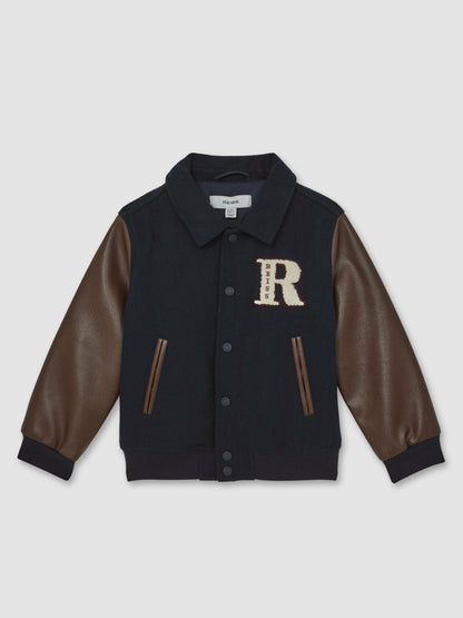 Reiss Sale - 13-14 yrs Motor Cars Press-Stud Bomber Jacket in Navy/Brown