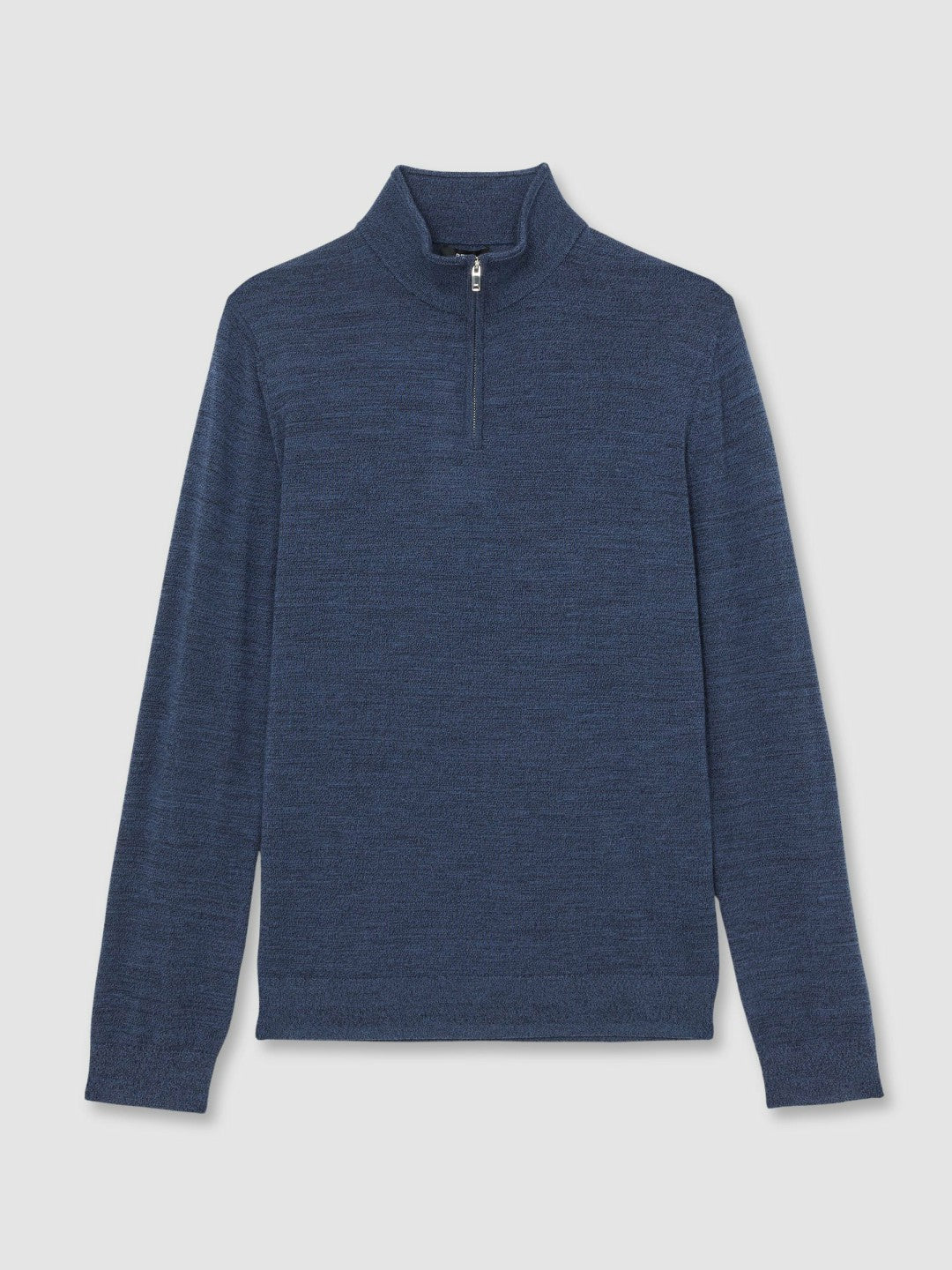 Reiss Best Seller - Merino Wool Half-Zip Jumper in Denim Jaspe