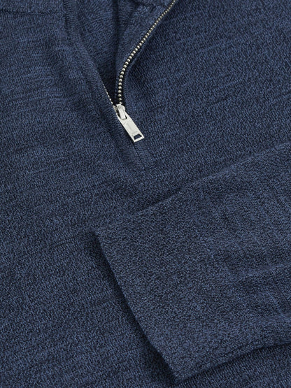 Reiss Best Seller - Merino Wool Half-Zip Jumper in Denim Jaspe