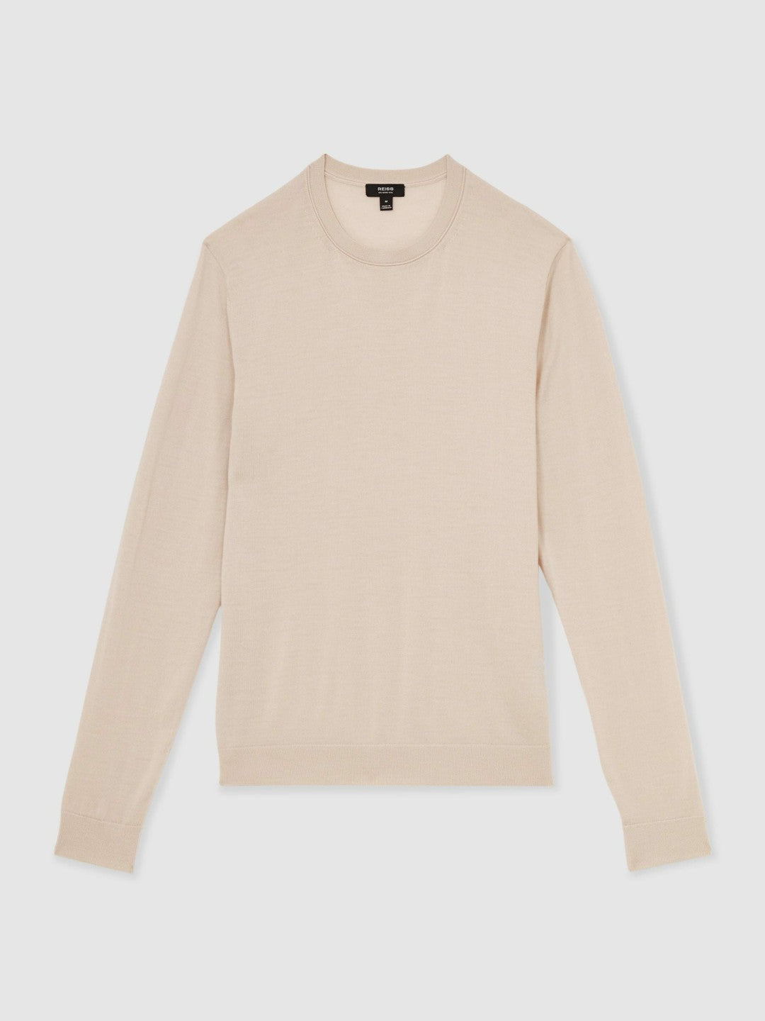 Reiss Savings - Merino-Wool Crew-Neck Jumper in Beige