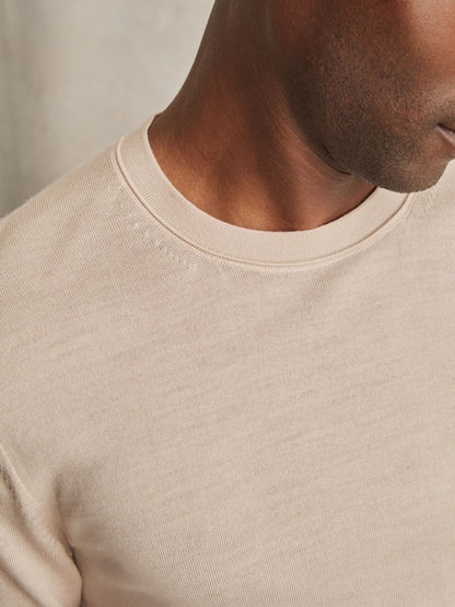 Reiss Savings - Merino-Wool Crew-Neck Jumper in Beige