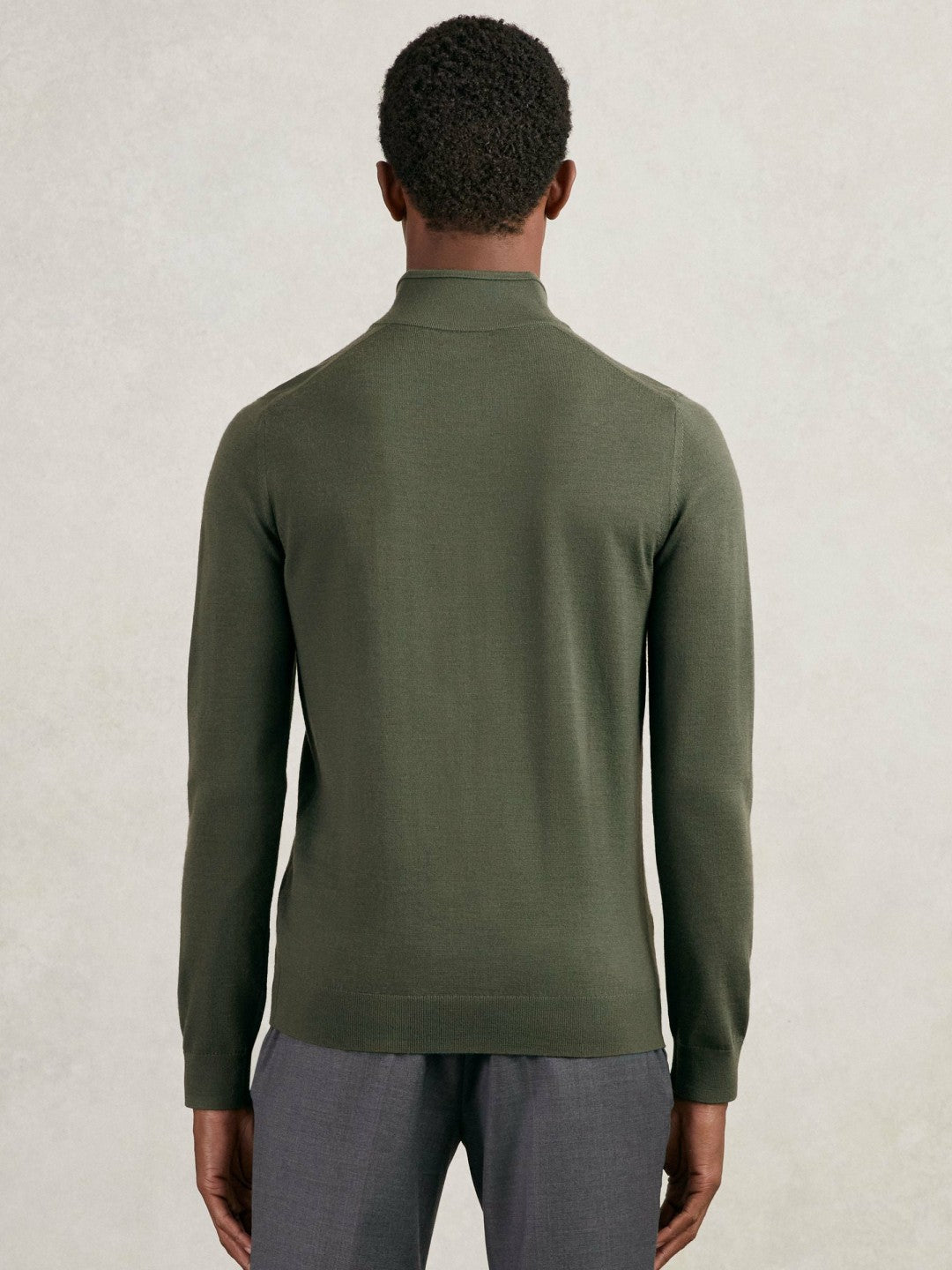 Reiss Affordable - Merino Wool Half-Zip Jumper in Kale Green