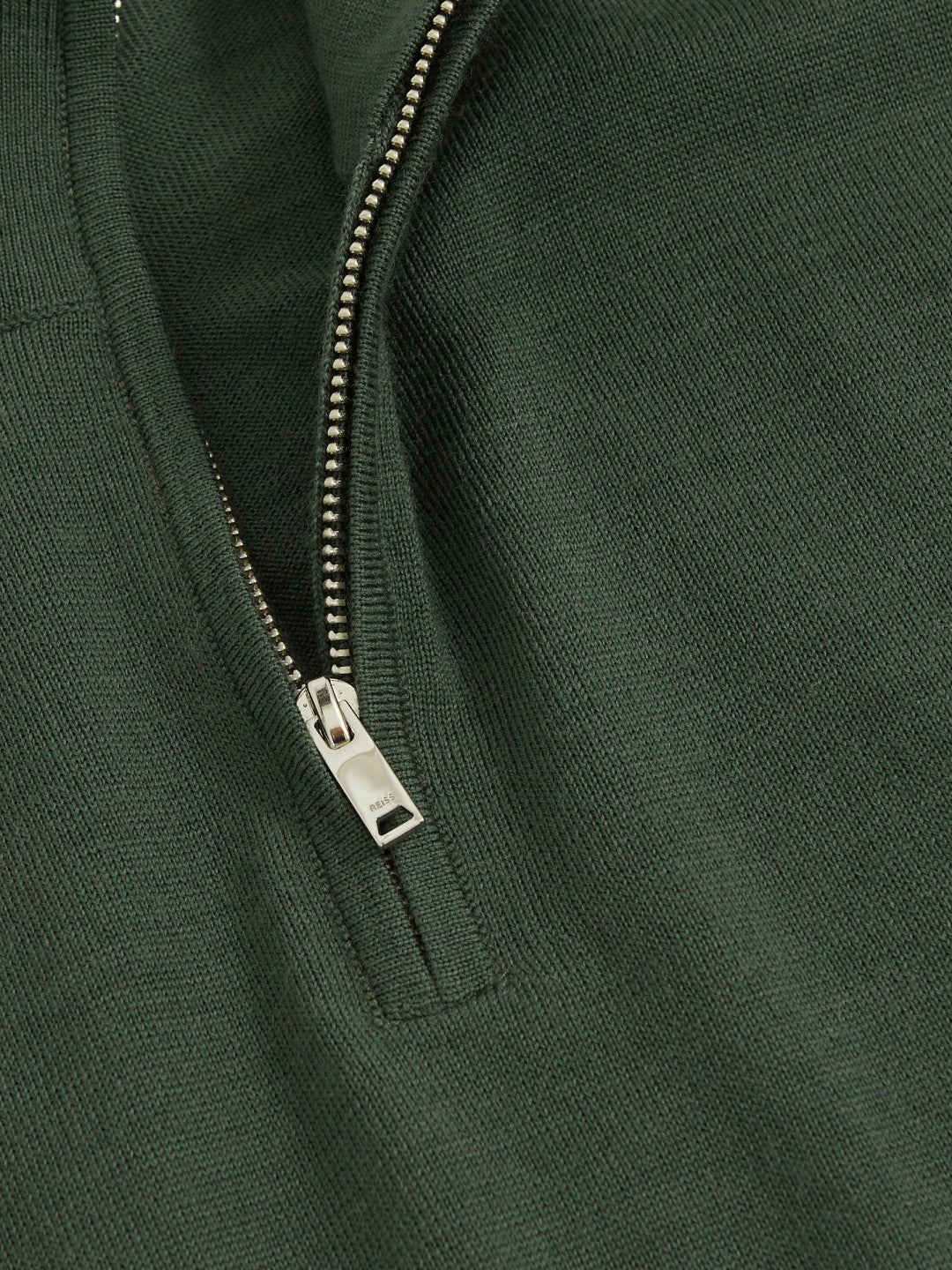 Reiss Affordable - Merino Wool Half-Zip Jumper in Kale Green