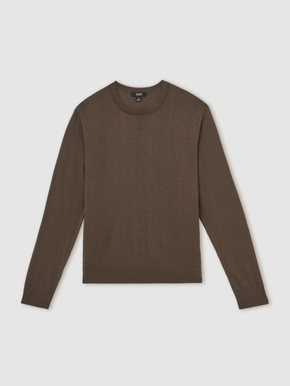 Reiss Affordable - Merino-Wool Crew-Neck Jumper in Chocolate Brown