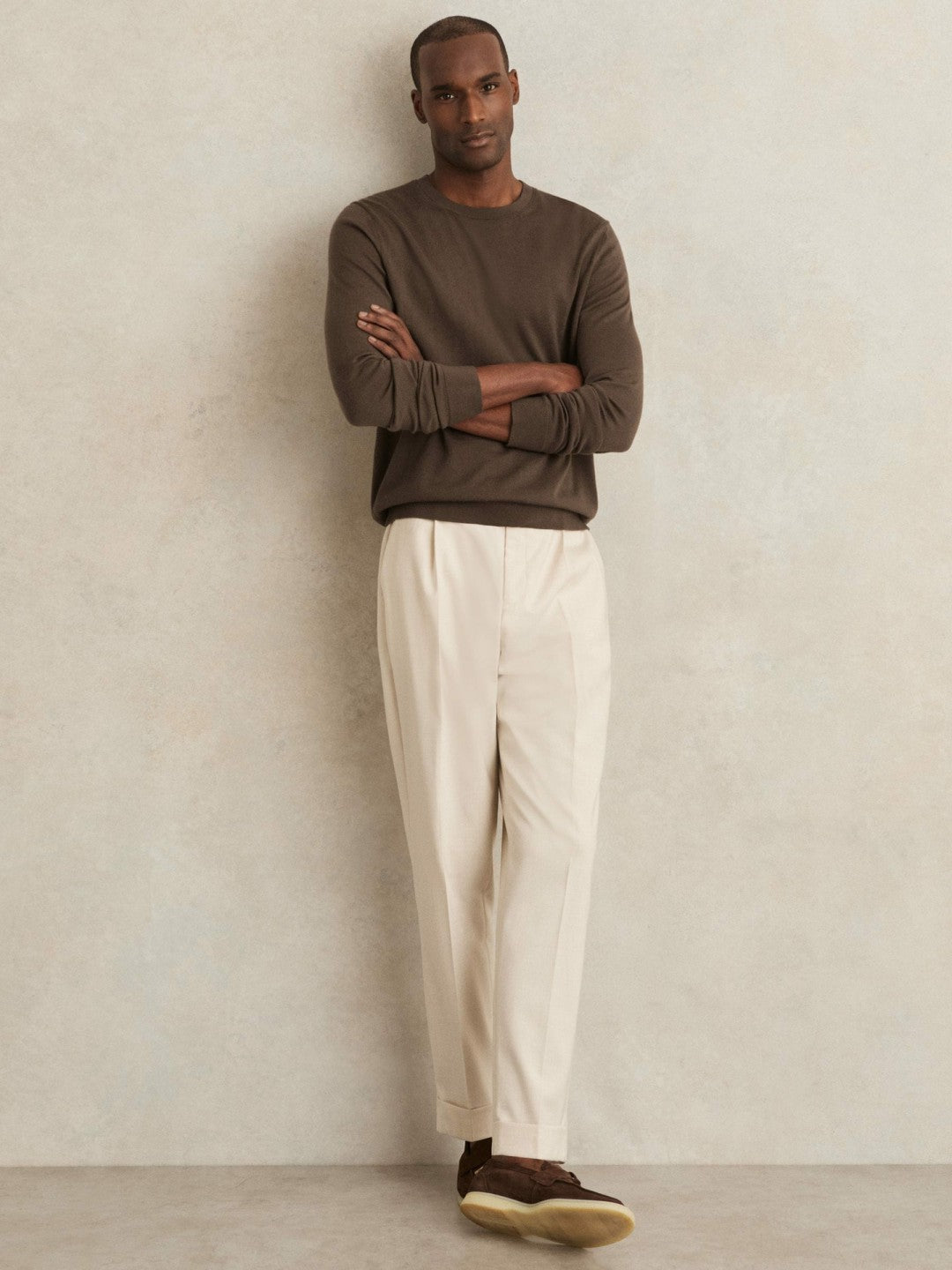 Reiss Affordable - Merino-Wool Crew-Neck Jumper in Chocolate Brown