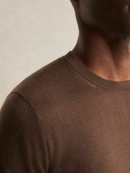Reiss Affordable - Merino-Wool Crew-Neck Jumper in Chocolate Brown