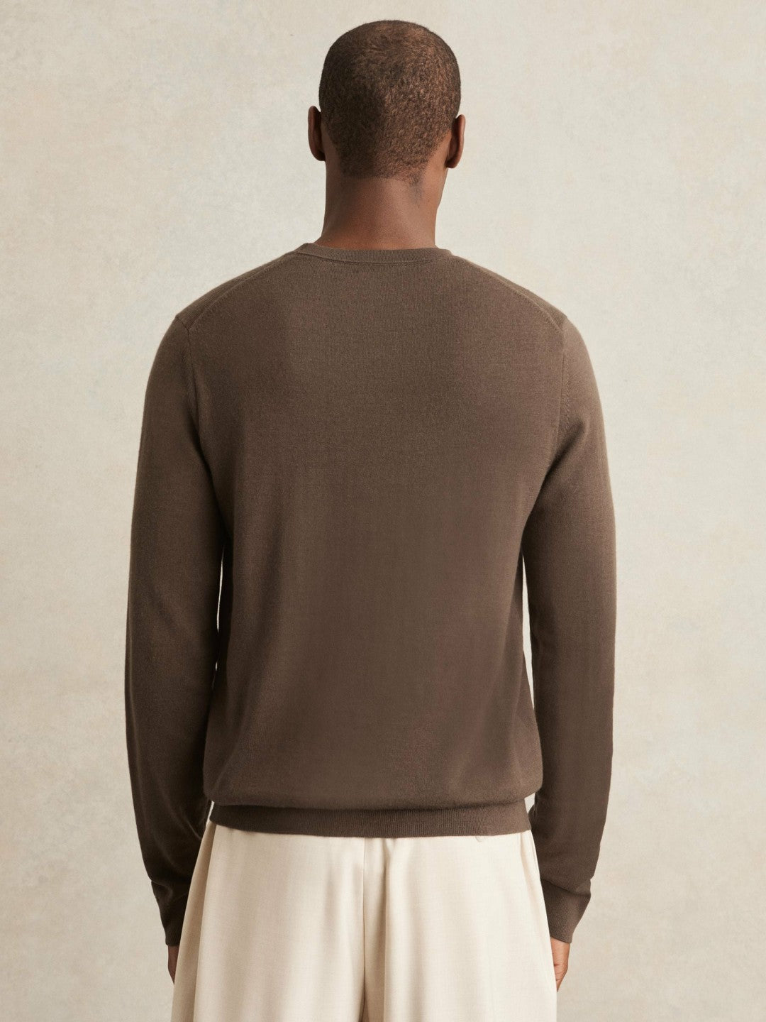 Reiss Affordable - Merino-Wool Crew-Neck Jumper in Chocolate Brown