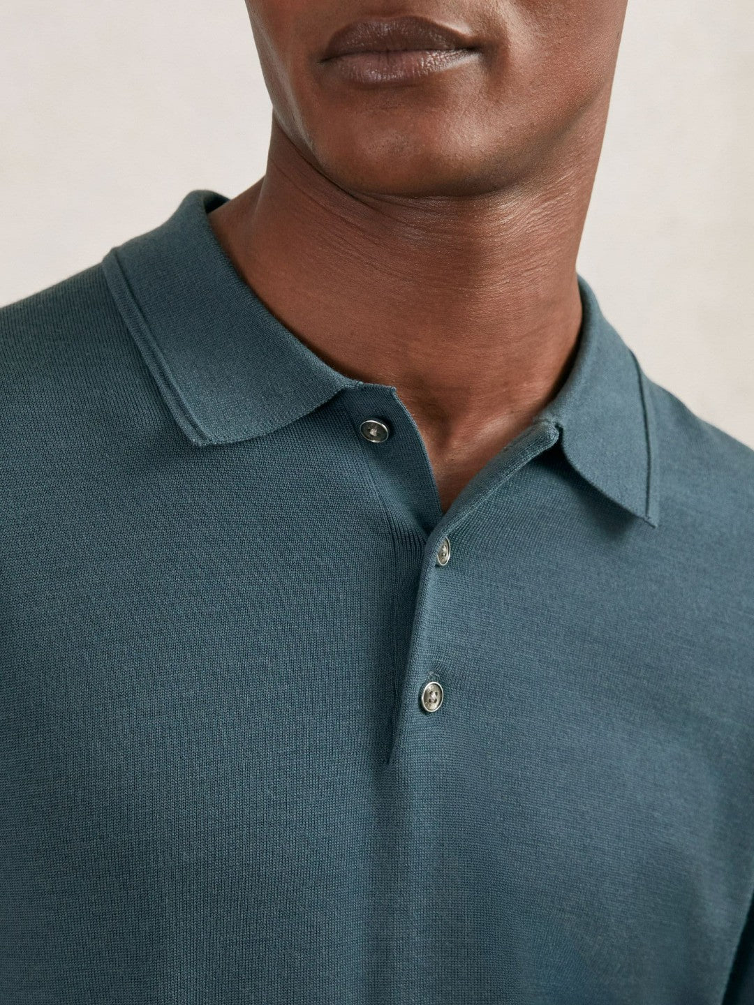 Reiss Popular Choice - Merino Wool Long-Sleeve Polo Shirt in Orion Blue