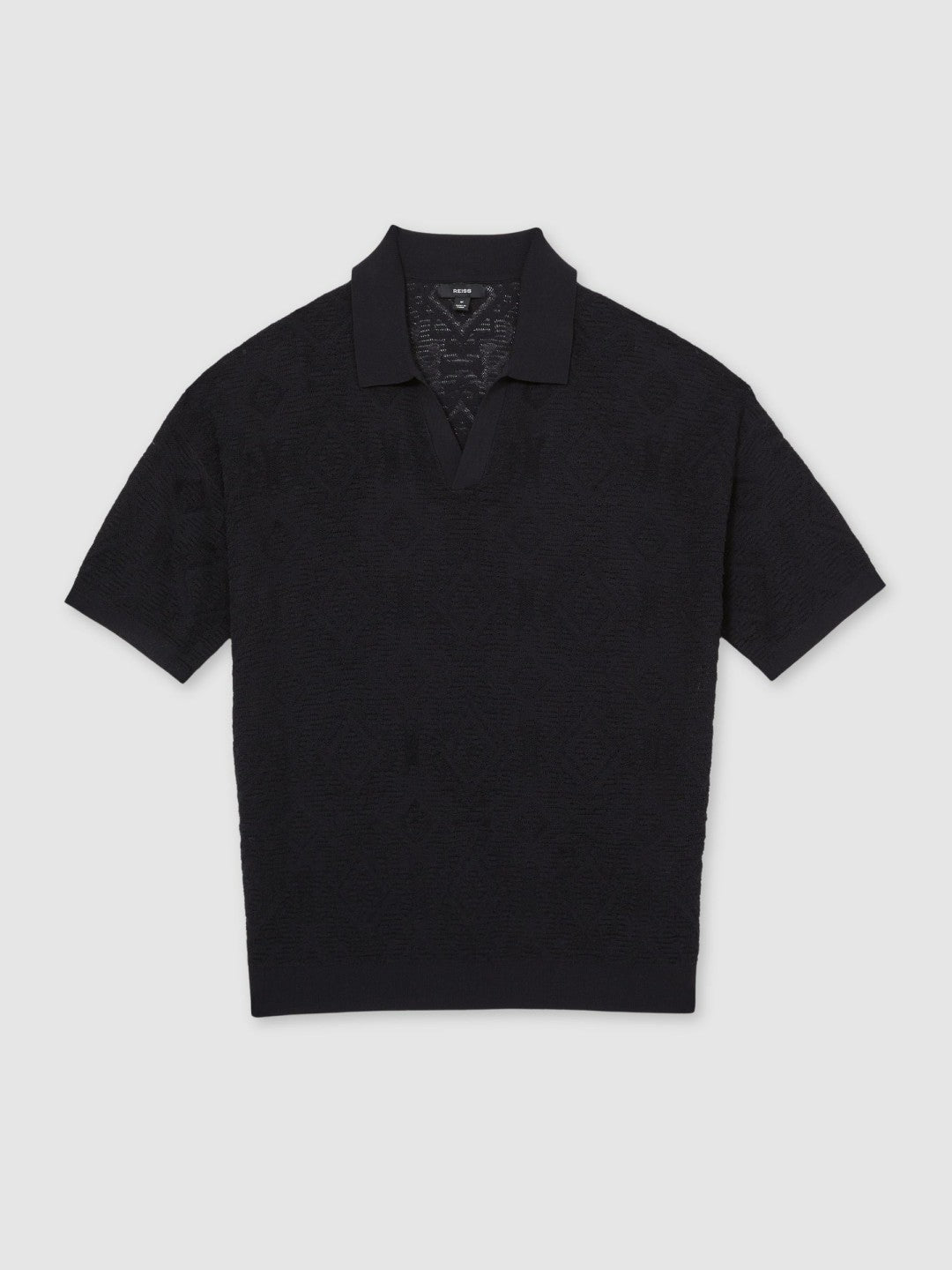 Reiss Sale - Jacquard Loop-Stitch Polo Shirt in Navy