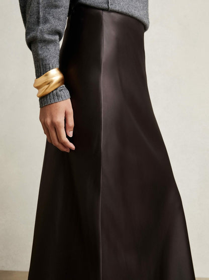 Reiss Popular Choice - Silk Slip Maxi Skirt in Mauve