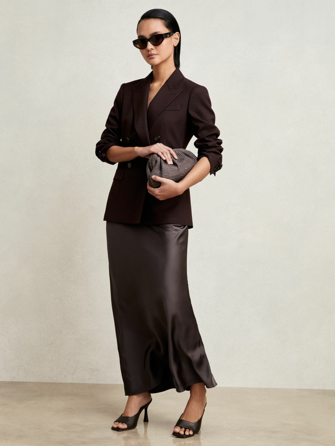 Reiss Popular Choice - Silk Slip Maxi Skirt in Mauve