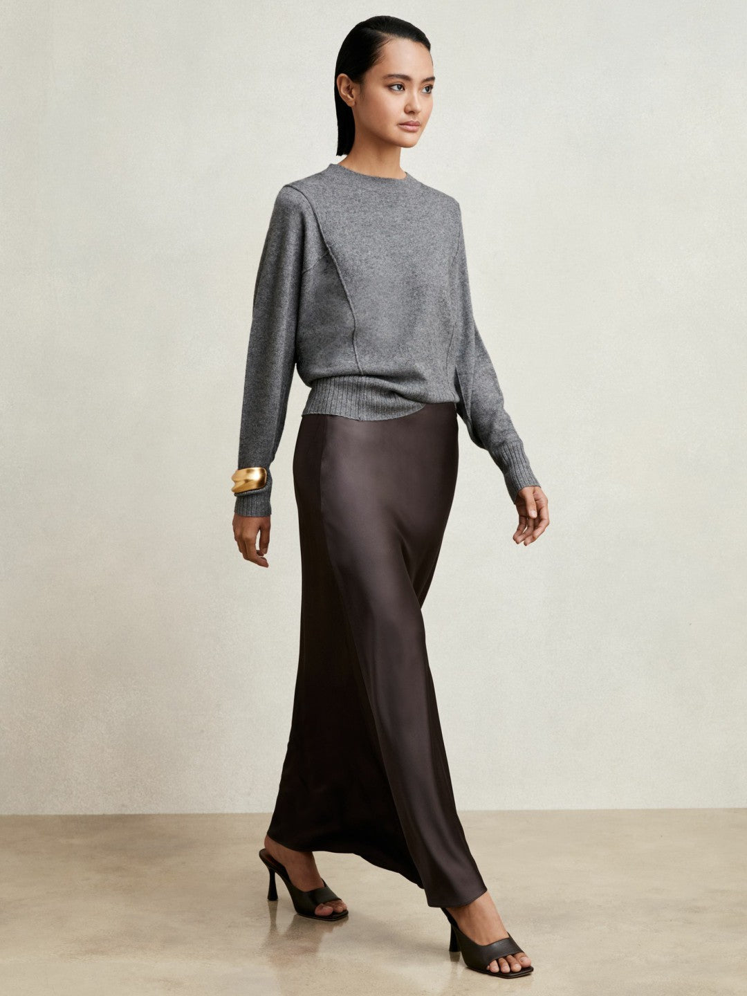 Reiss Popular Choice - Silk Slip Maxi Skirt in Mauve