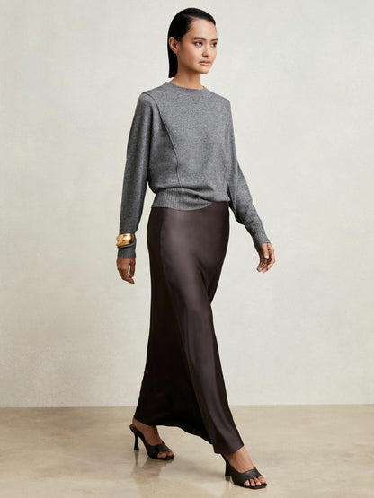 Reiss Popular Choice - Silk Slip Maxi Skirt in Mauve