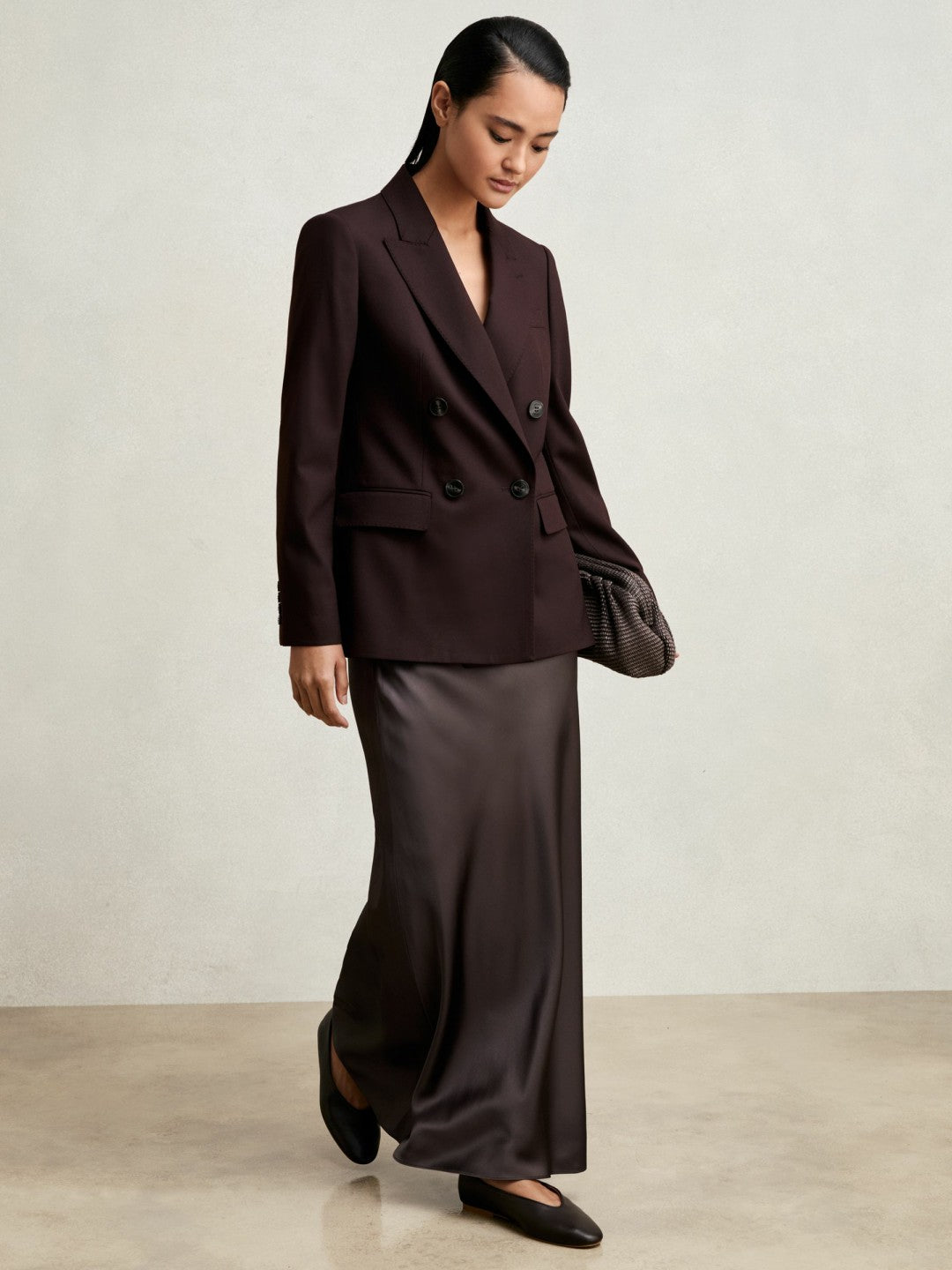 Reiss Popular Choice - Silk Slip Maxi Skirt in Mauve
