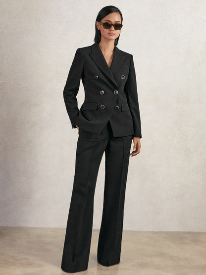 Reiss Popular Choice - Wool-Blend Double-Breasted Blazer in Black