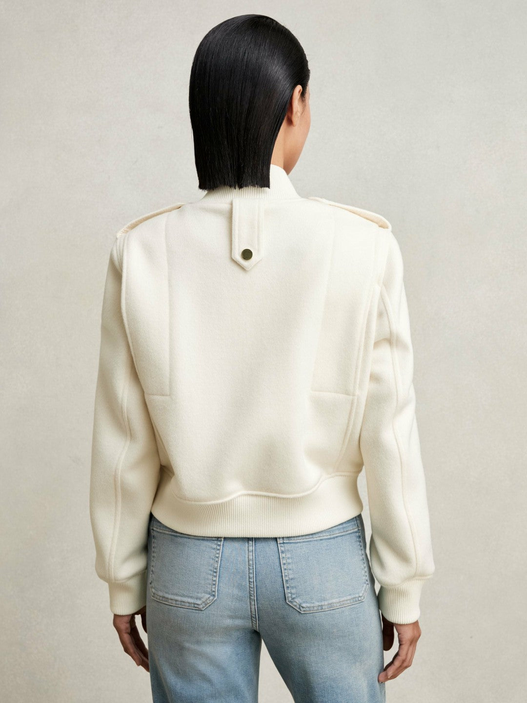 Reiss Offer - Brushed Wool Epaulette Bomber Jacket in Cream